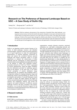 Research on the Preference of Seasonal Landscape Based on UGC -- a Case Study of Guilin City