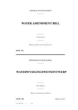 Water Amendment Bill 58 of 1997