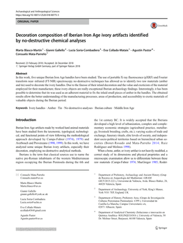 Decoration Composition of Iberian Iron Age Ivory Artifacts Identified by No-Destructive Chemical Analyses