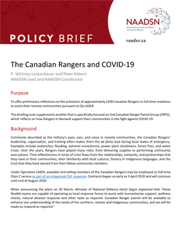 The Canadian Rangers and COVID-19 P