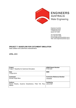 Project 7 (Baseflow for Catchment Simulation