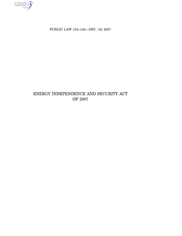 Energy Independence and Security Act of 2007