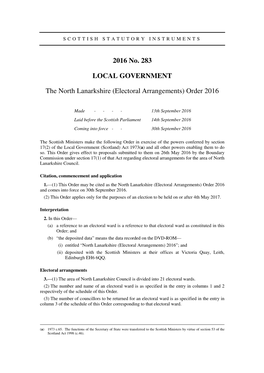 The North Lanarkshire (Electoral Arrangements) Order 2016