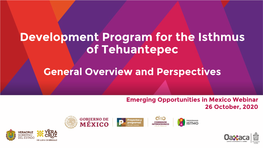 Development Program for the Isthmus of Tehuantepec