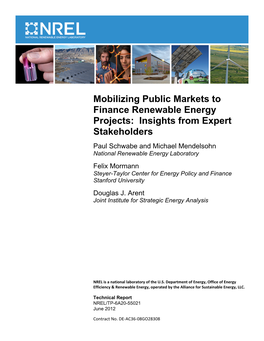 Mobilizing Public Markets to Finance Renewable Energy Projects: Insights from Expert Stakeholders