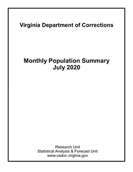 Monthly Population Summary July 2020