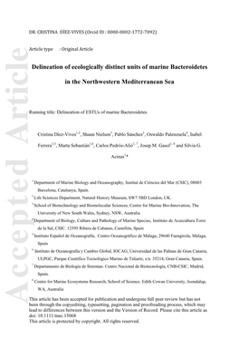 Delineation of Ecologically Distinct Units of Marine Bacteroidetes in the Northwestern Mediterranean