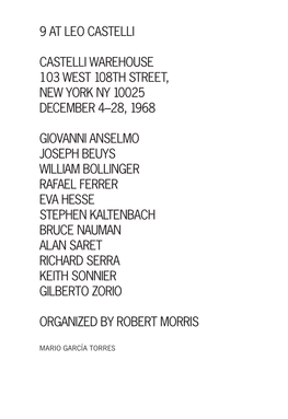 9 at Leo Castelli Castelli Warehouse 103 West 108Th