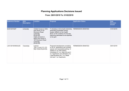 Planning Applications Decisions Issued