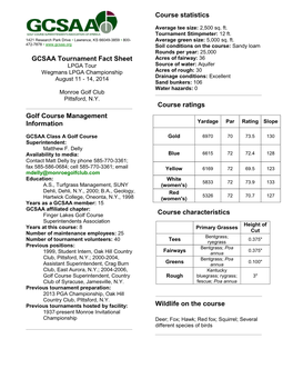 GCSAA Tournament Fact Sheet Golf Course Management Information
