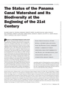 The Status of the Panama Canal Watershed and Its Biodiversity at The