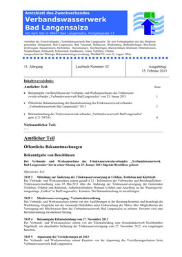 Verbandswasserwerk Bad Langensalza / AZV „Mittlere Unstrut“