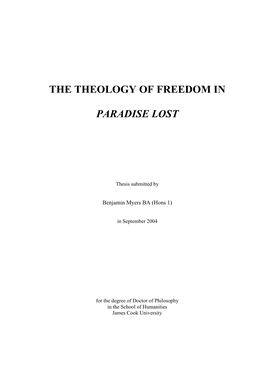 The Theology of Freedom in Paradise Lost