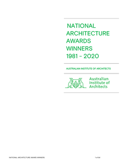 NATIONAL ARCHITECTURE AWARD WINNERS 1 of 84