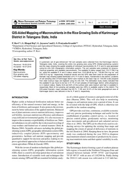 GIS-Aided Mapping of Macronutrients in the Rice Growing Soils of Karimnagar District in Telangana State, India