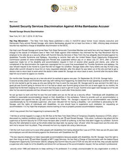 Summit Security Services Discrimination Against Afrika Bambaataa Accuser