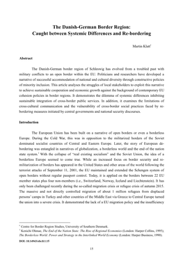 The Danish-German Border Region: Caught Between Systemic Differences and Re-Bordering