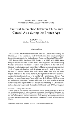 Cultural Interaction Between China and Central Asia During the Bronze Age