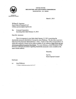 Comcast Corporation Incoming Letter Dated January 15, 2013