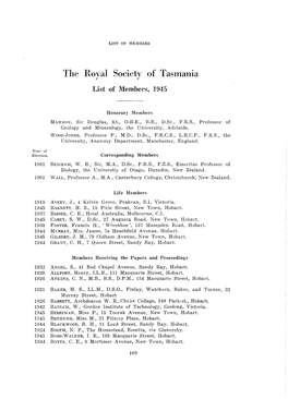 The Royal Society of Tasmania