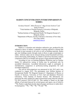 Radon Concentration Intercomparison in Serbia