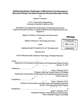 Addressing Design Challenges in Mechanical Counterpressure Spacesuit Design and Space-Inspired Informal Education Policy by Allison P.Anderson