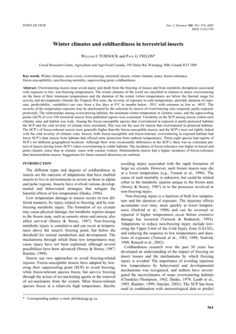 Winter Climates and Coldhardiness in Terrestrial Insects