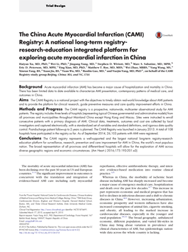 The China Acute Myocardial Infarction