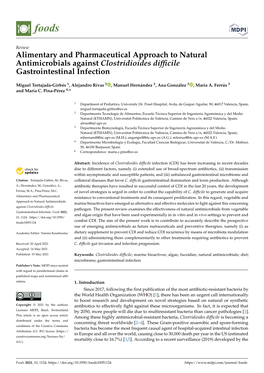 Alimentary and Pharmaceutical Approach to Natural Antimicrobials Against Clostridioides Difﬁcile Gastrointestinal Infection