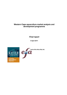 Western Cape Aquaculture Market Analysis and Development Programme