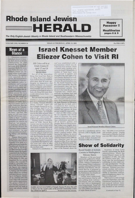 HERALD Healthwise Pages 8 & 9 the Only English-Jewish Weekly in Rhode Island and Southeastern Massachusetts