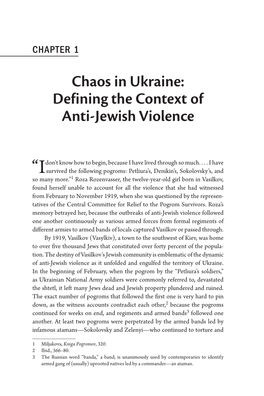 Chaos in Ukraine: Defining the Context of Anti-Jewish Violence