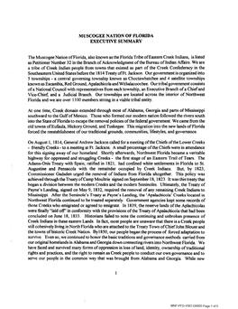 The Muscogee Nation of Florida, Also Known As the Florida Tribe