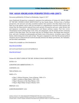 Toc Asian Highlands Perspectives #48 (2017)