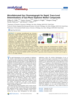 Microfabricated Gas Chromatograph for Rapid, Trace-Level Determinations of Gas-Phase Explosive Marker Compounds † ‡ ∇ ‡ § ∇ † ‡ ‡ § William R