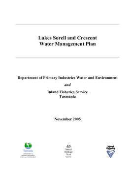 Lakes Sorell and Crescent Water Management Plan