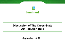 Discussion of the Cross-State Air Pollution Rule