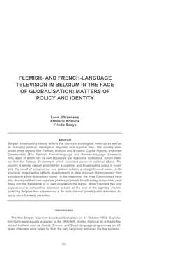 Flemish- and French-Language Television in Belgium in the Face of Globalisation: Matters of Policy and Identity