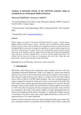 Analysis of Meteoritic Activity in the Vth-Xvth Centuries Using an Extended Survey of European Medieval Sources