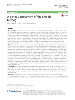 A Genetic Assessment of the English Bulldog Niels C