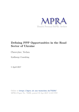 Defining PPP Opportunities in the Road Sector of Ukraine