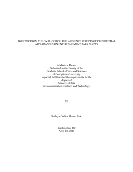 The View from the Oval Office: the Audience Effects of Presidential Appearances on Entertainment Talk Shows