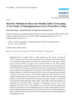 Heuristic Methods for Reservoir Monthly Inflow Forecasting: a Case Study of Xinfengjiang Reservoir in Pearl River, China