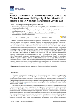 The Characteristics and Mechanism of Changes in the Marine Environmental Capacity of the Estuaries of Haizhou Bay in Northern Jiangsu from 2006 to 2016