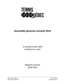 Assemblée Générale Annuelle 2019