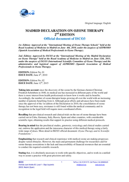MADRID DECLARATION on OZONE THERAPY 2 EDITION Official