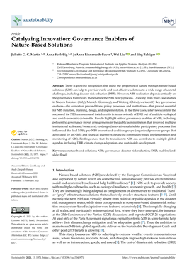 Catalyzing Innovation: Governance Enablers of Nature-Based Solutions