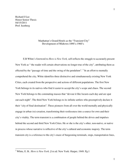 1 1 Richard J Lee Honor Senior Thesis 04/15/2011 Prof. Isenberg