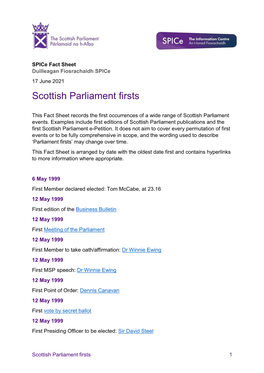 Scottish Parliament Firsts