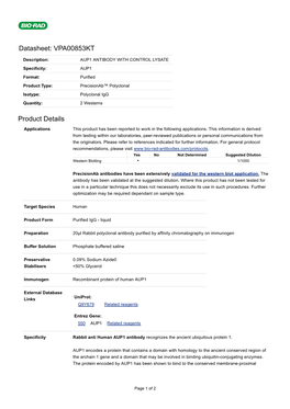 Datasheet: VPA00853KT Product Details